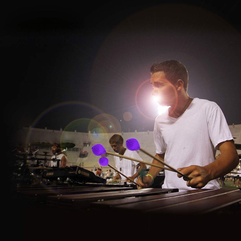 Yolyoo Medium Hard Yarn Head Keyboard Marimba Mallets with Maple Handles,Pack of 2 Blue (Purple) - Image 3